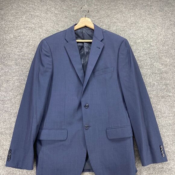 Marzotto Blazer Men 41 Blue Button Up Collared Long Sleeve Wool Lined Regular - Picture 3 of 9